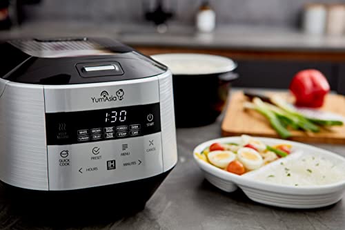 Yum Asia Bamboo cuociriso con riscaldamento a induzione (IH) e ciotola in ceramica, 7 funzioni di cottura del riso, 4 funzioni multicucina, display LED Motouch (1.5L) 220-240V UE - immagine 6