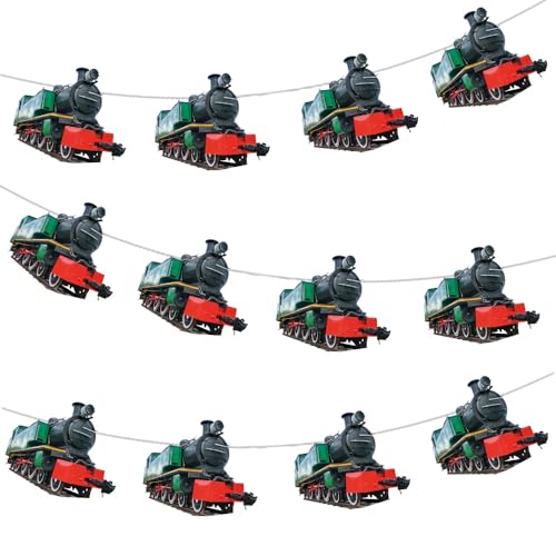 AK Giftshop Steam Train Bunting Party Decorations -12pcs / 2.5m Ribbon