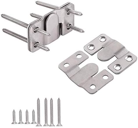 Furniture Flush Mount Bracket- Headboard Wall mount Hardware- Large Picture Hangers- Heavy Duty photo Frame Hook- Stainless Steel Interlocking Z Clips for Display Art Gallery (2 Sets)