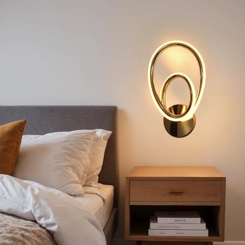 Image of Groeien Pack of 2 |12W | 3 Color LED Nordic Sconce Dual Loop Indoor Home Acrylic Wall Lamp for Bedroom Living Room Corridor Lighting Fixtures Wall Mount(Warm+Natural+Coolwhite)(Dual Loop, 2, Count)