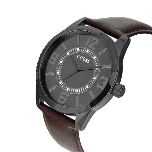 Image of GUESS Round 47mm Gunmetal Dial Analog Men Watch - U1408G3M