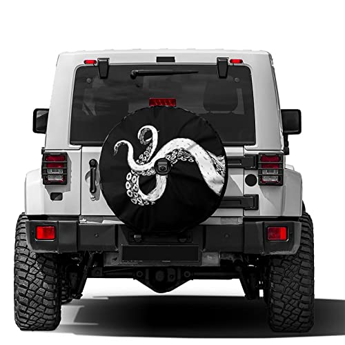 Foruidea Octopus Spare Tire Cover with Backup Camera Hole Wheel Tire Cover Fit Trailer, RV, SUV and Many Vehicle 17inch