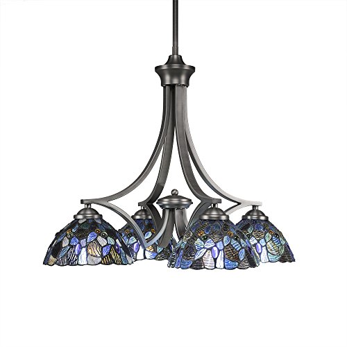Toltec Lighting 568-Gp-9955 Zilo 4 Light Chandelier With Blue Mosaic Glass, 7", Graphite #TOP17