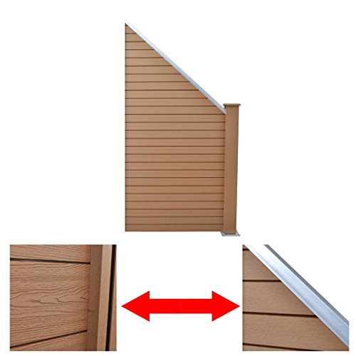 Anself Abgeschrägtes WPC Gartenzaun-Element WPC Sichtschutzzaun WPC Zaun Sichtschutzzaun Holz Braun 105×(105-185) cm – Bild 4