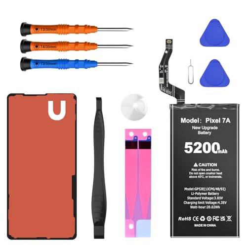 EVELLHPP 5200 mAh for Google Pixel 7A, Higher Capacity New 0 Cycle Battery Compatible with HTC Google Pixel 7A Model GWKK3/GHL1X/G0DZQ/G82U8 with Repair Tool Kits and Adhesive/Waterproof Adhesive