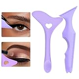IDDFEVE 2Pcs Eyeliner Stencils, Silicone Winged Tip, Multifunctional Mascara Shield for Eyeshadow and Eyelashes, Professional &Quick Cat Eye Makeup Tool for Beginners (Purple)