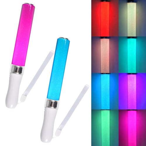 2 Stück LED Leuchtstäbe LED Leuchtstab Glasfaser Farben Leuchtstäbe Partyzubehör Leuchtstäbe Bunte Leuchtstäbe Partyzubehör 24 Farben Umschaltbare für Weihnachten Party Konzert Hochzeit