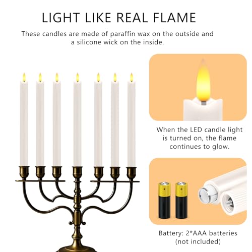 Image of LED Flameless Taper Candles with Two Remote Timer Battery Operate, Pack of 6, 3D Flickering Warm Real Wax Candles, Wedding Dinner Holiday Decor Candles, (D 0.86 inch * H 9.6 inch, Lvory)