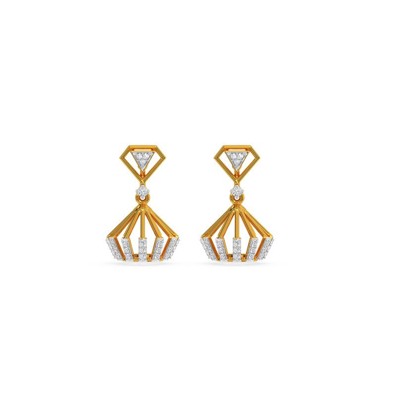 Image of KISNA JEWELS 14KT|18KT BIS Hallmark Pure Gold and Diamond Jhumkas Earrings For Women with Screw Back clouser