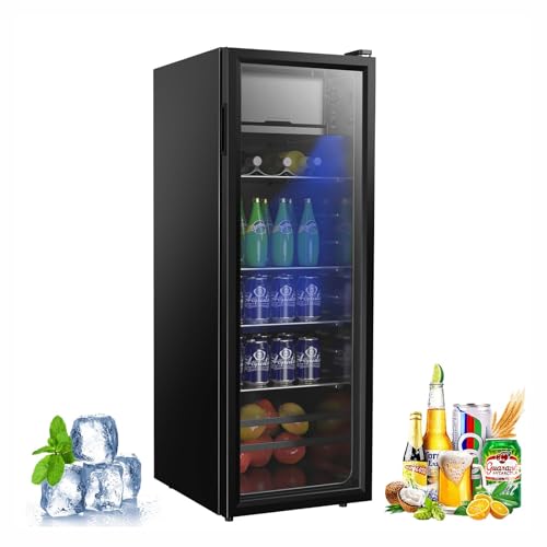Zyerch Beverage Refrigerator, 180 Can Freestanding Mini Fridge with Glass Door for Soda Beer Wine,...