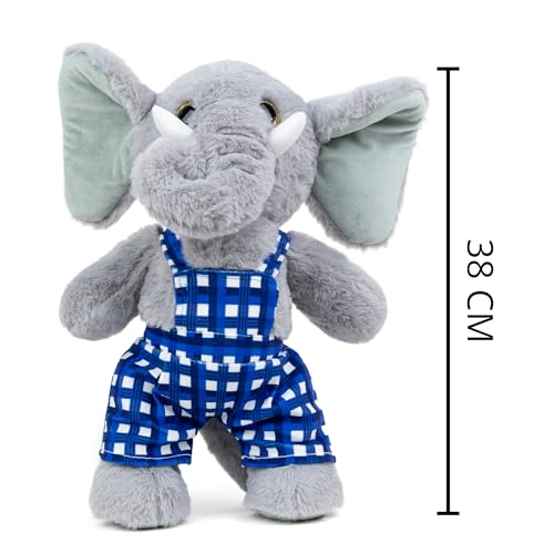 Image of Mirada Huggable Dangri Elephant Soft Toy | Grey Plush Stuffed Animal Gift for Kids & Girls | Soft Toys for Kids, Stuffed Animals, Animal Soft Toys, Cuddle Toy, Baby Gift, Room Decor Plush | 38cm