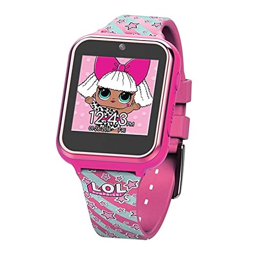 L.O.L. Surprise! Accutime Kids rosa choque educativo tela sensível ao toque relógio inteligente brinquedo para meninas, meninos, crianças pequenas - câmera selfie, jogos de aprendizagem, alarme,