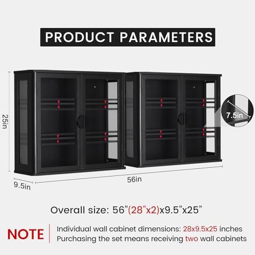 56 IN glass wall cabinet