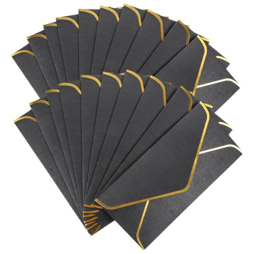 Gadpiparty Lot de 20 Enveloppes d'Invitation V Forme Bord Doré Format Numéro 5 Noir Enveloppes Multifonctions Décoratives pour Mariage Fête Anniversaire et Événements Spéciaux