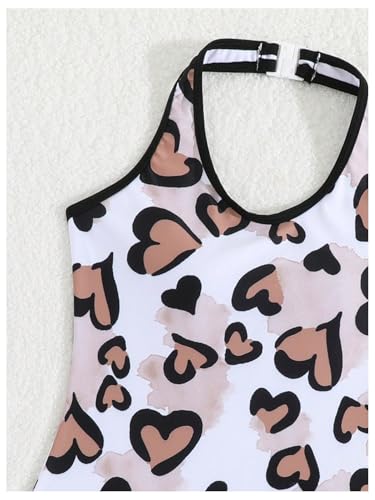 GORGLITTER Girl's Cute Heart Print One Piece Swimsuit with Cover Up Shorts Bathing Suit4