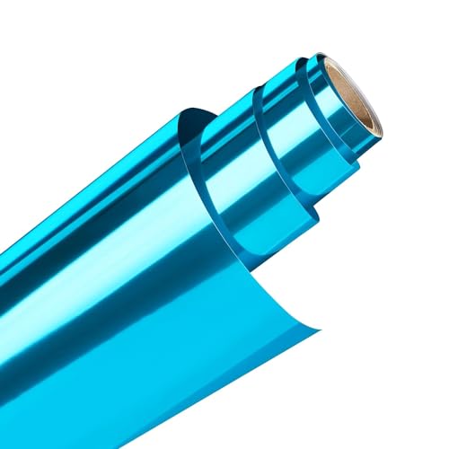 Image of BLUE FOIL | HTV Vinyl Rolls | Heat Transfer Vinyl | 20inch x 40inch | PU for Shirts | Metallic Finish | Soft Touch | Stretchable | Iron on Vinyl for Cricut & Cameo | Easy to Cut & Weed