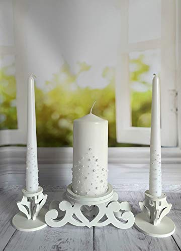 Magik Life Unity Candle Set for Wedding - Wedding Accessories for Reception and Ceremony - Candle Sets - 6 Inch Pillar and 2 10 Inch Tapers - Decorative Pillars White - Thumbnail 4