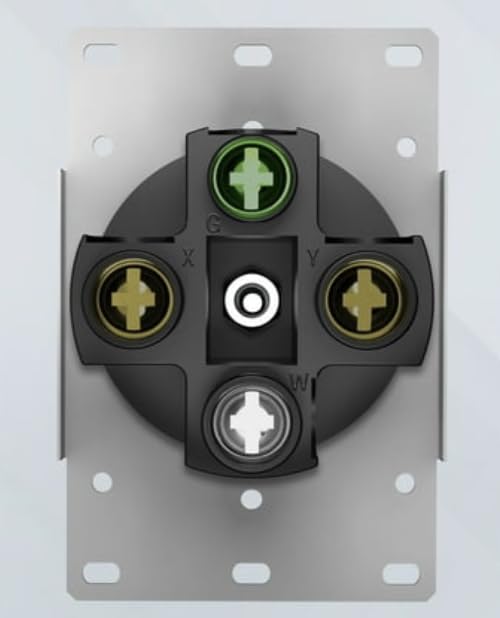 Back view of the NEMA 14-50R outlet showing terminal screws