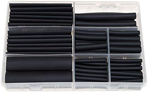 ROCKDIG 104PCS 4 6 8 12 16 20 mm 4:1 Heat Shrink Tubing Double-Wall Adhesive Lined Wrap Tube Assortment Kit Black