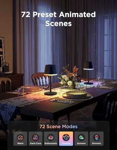Govee Smart Cordless Table Lamp Classic (No Adapter), RGBIC Rechargeable Table Lamp for Bedroom, Living Room, Portable Desk Lamp Works with Matter, LED Bedside Lamp with 72 Scenes Modes, Timer, 500lm - Image 6