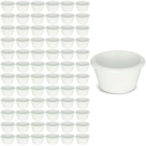 Carlisle FoodService Products 2 oz Melamine Ramekins Condiment Bowls Durable Stackable Dressing & Dipping Sauce Bowls for Restaurants Cafes Home Use White Pack of 72