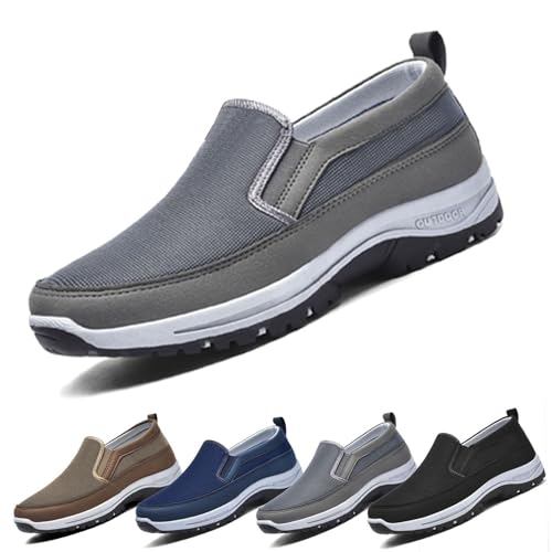 COITROZR Zapatillas Hombre Sin Cordones,Zapatillas Senderismo Hombre Transpirables Y Ligeras Con Soporte De Arco, Antideslizantes Para Caminar, Trekking Y Actividades Al Aire Libre(Grey 1,48 EU)