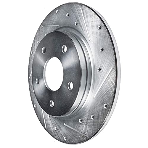 Image of Detroit Axle - Rear Brake Rotors for 2005-2016 Honda CR-V, 2007-2018 Acura RDX Drilled & Slotted Brake Rotors Replacement Brakes Rotors