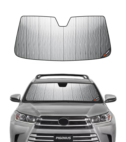 Pigenius Windshield Sunshade for Toyota Highlander 2014-2019, Reversible Silver/Black