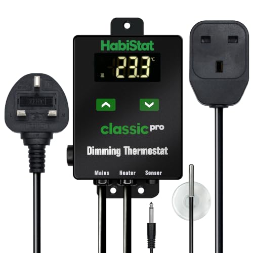 Habistat Classic Pro Thermostat de vivarium à intensité variable Noir 450 W Accessoire terrarium d'intérieur Thermostat régulateur de température pour animaux de compagnie, serpent, gecko, dragon
