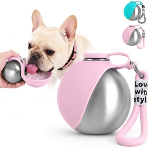 Portable Dog Water Bottle, 10 oz Stainless Steel Pet Travel Dispe...