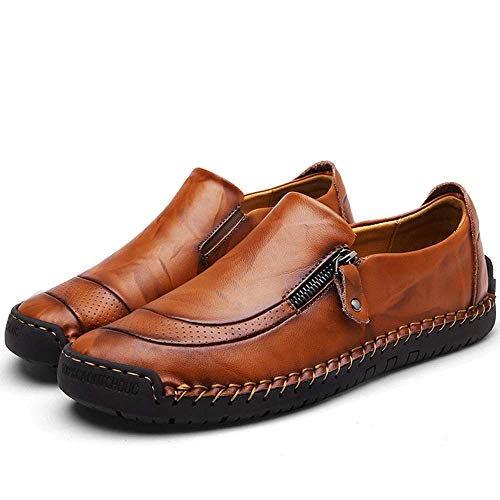 JEBU Men's Oxford Leather Handmade Casual Work Business Breathable Non-Slip Light Boat Shoes Loafers3