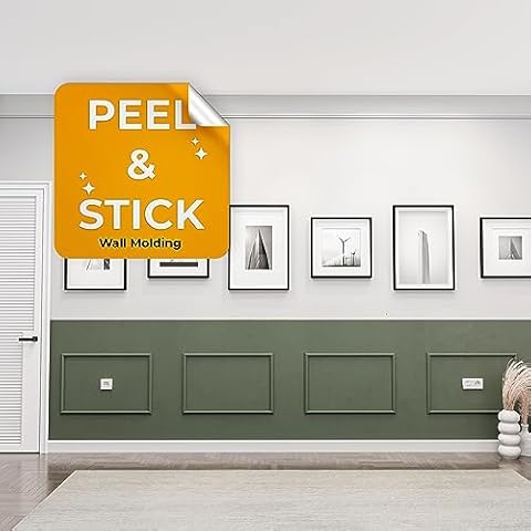 Birdeco Peel and Stick Pre-Cut Wall molding kit Pieces, All Edges precut, Factory Primed Wall molding Pieces to Make 4 Bottom Frames P-31P Cover