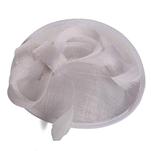 Preisvergleich Produktbild Tancurry Elegant Pferderennen Hochzeit Festival Haarclip Hut Brautkopfschmuck Baskenmütze Federhut (Weiß)