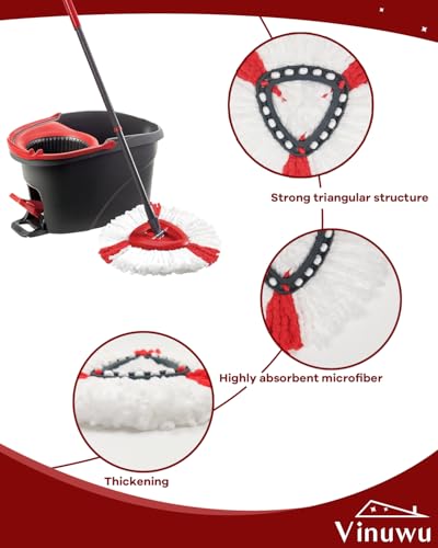 Vinuwu 5 Pack Moppköpfe Ersatz Kompatibel mit O Cedar/Vileda Triangle Swivel Mops - Mikrofaser Moppkopf Nachfüller für 1-Tank System, maschinenwaschbar, leicht zu ersetzen, Tiefenreinigung
