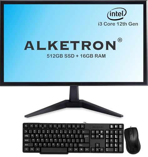 Image of ALKETRON - i3 core 12th Gen - All-in-One Desktop PC with 20 Inch Display - 512GB SSD + 8GB DDR4 RAM; Windows11 & MS Office- Warranty(1+3 Year) (Basic Edition)