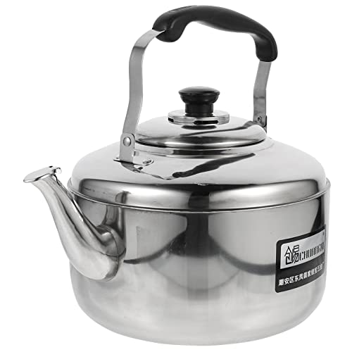 Kichvoe Edelstahl Teekessel 4L Mit Automatischem Klingelton Für Gas- Und Induktionsherd Großer Wasserkocher Mit Anti-Hitzgriff Und Schneller Wärmeübertragung Für Haushalt Und Camping