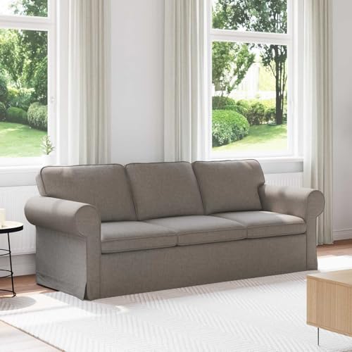 Teenpull Sofá de tela gris topo 215 x 82 x 80 cm, moderno mueble tapizado con estructura metálica, asiento ergonómico, funda extraíble y confort interior para sala de estar y habitación de invitados