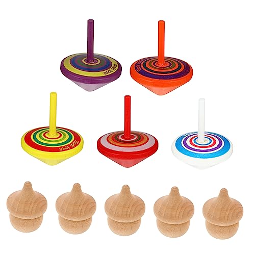 KESYOO 1set Wooden Pine Tops for Safe and Spinning Random Color for Parties and Festivals Develops Hands Skills 10pcs