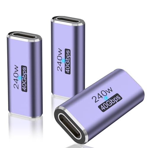 Vanjua 3 Pack USB C Coupler USB Type C Female to Female Adapter Extender Compatible with Thunderbolt 4/3 Support up to 240W Charging 40Gbps Data Transfer and 8K@60Hz Video