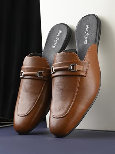 Image of San Frissco Men's Loafers Textured Horsebit Mules Slip On Shoes /Soft Cushioned Footbed Insole with TPR Sole /Stylish Durable Flexible Perfect for Party, Events, Weddings and Office