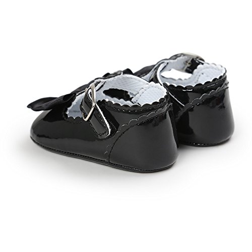 Infant Girls Soft Sole Bowknot Princess Wedding Dress Mary Jane 𝗙lats Newborn Light Baby Sneaker Shoes (Black, 11)2