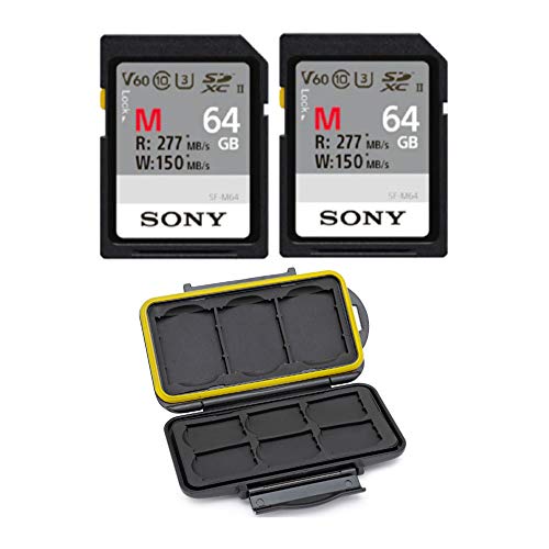 Sony 64GB V60 UHS-II M-Series Memory Card (2-Pack) with Memory Card Holder Bundle