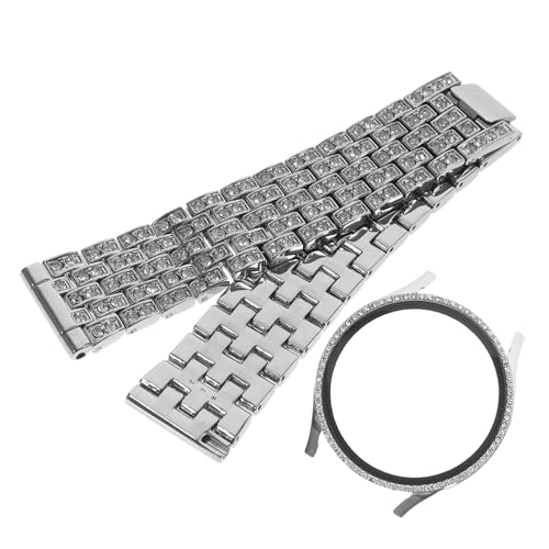 Mikikit 1 Set Diamond Strap Watch Strap Replacement Watches Decor Rhinestone Watchband Glitter Watch Band Shiny