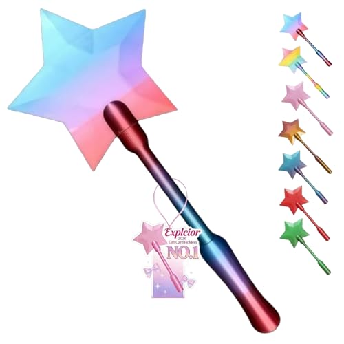 Explcior 3D Printed Credit Card Wand Tap to Pay, Magic Fairy Wand Card Holder, Star Wands Contactless Payment Cards Holder, Suitable for Kids Pranks and Contactless Payments Easy Checkout(Rainbow2)