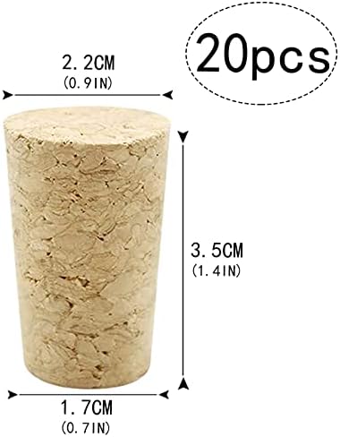Yuzhou 20 PCS Tapered Cork Plugs, 22x35x17mm Wood Corks Plugs Soft Wooden Bottle Corks Tops Wood Wine Beer Stopper Wooden Corks Replacements Tapered Blank Wine Corks Tapered Wine Corks New Tapered