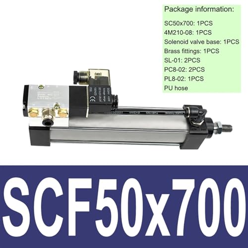 Vérin pneumatique SCF50x700 anti-fuite d'air à commande intégrée 12V
