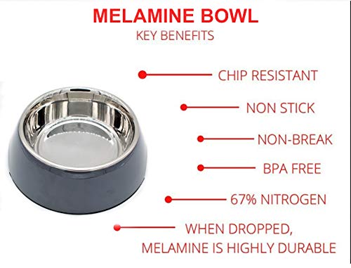 Image of The Pets Company Stainless Steel & Melamine Dog Feeding Bowl| Food Bowl for Dogs and Cats, 420 Ml, Medium, Grey
