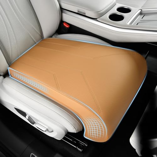 Image of FLORICH Car Seat Extender Leg Extender Support Cushion for Driver Seats Office Chair, Leather Carseat Leg Support for Long Drivers Universal Car Seat Cushion Legs Rest Pads-Brown
