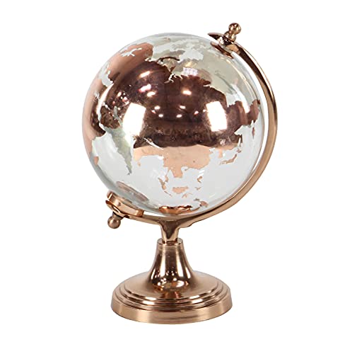 Deco 79 Aluminum Globe with Tiered Base, 9" x 8" x 13", Copper