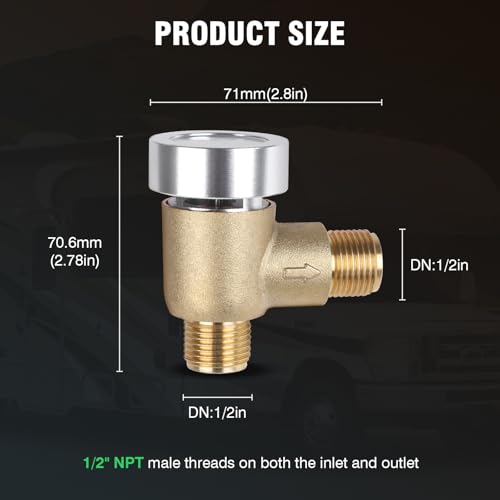 Image of Upgraded Brass RV Vacuum Breaker Check Valve, Replace Leaking Vacuum Breaker on Black Tank Flush Valve for RV Camper Trailer Flusher, b&b Model 571 Check Valve Replace Leaking Vacuum Breaker